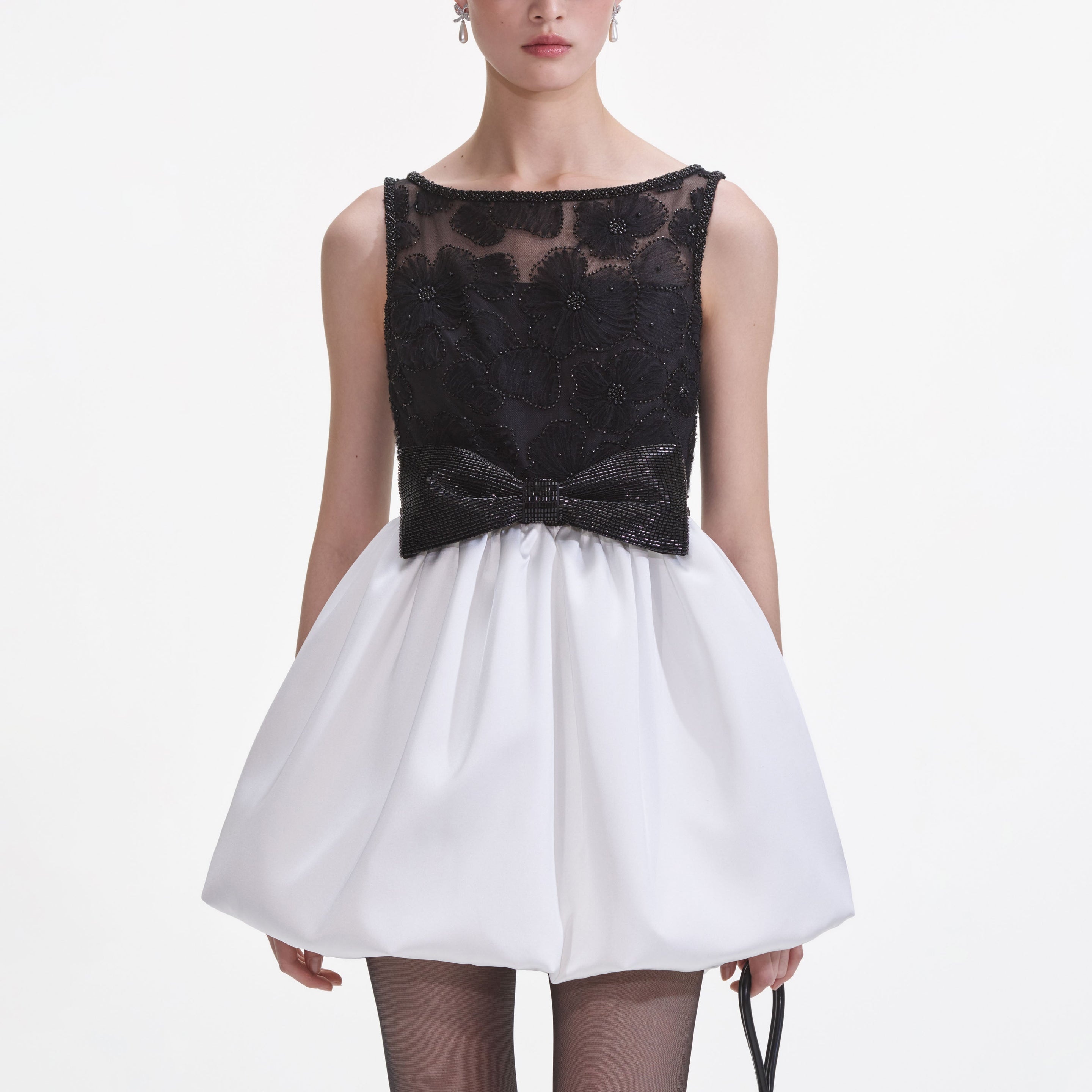 Black And White Tulle Mini Dress - 4