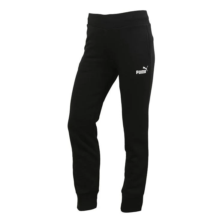 (WMNS) PUMA Essentials Sweatpants 'Black White' 586548-01 - 1