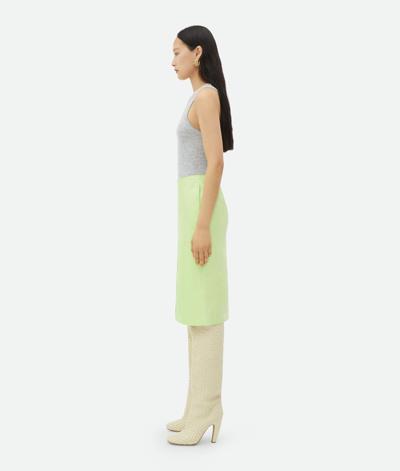 Bottega Veneta Shiny Leather Midi Skirt outlook