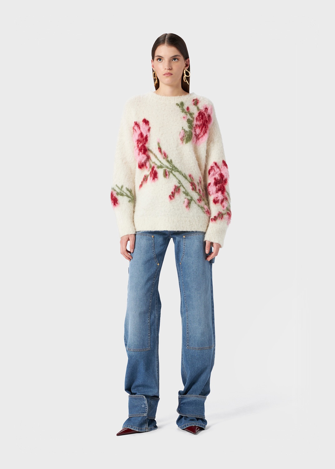 SWEATER WITH JACQUARD ROSE - 2