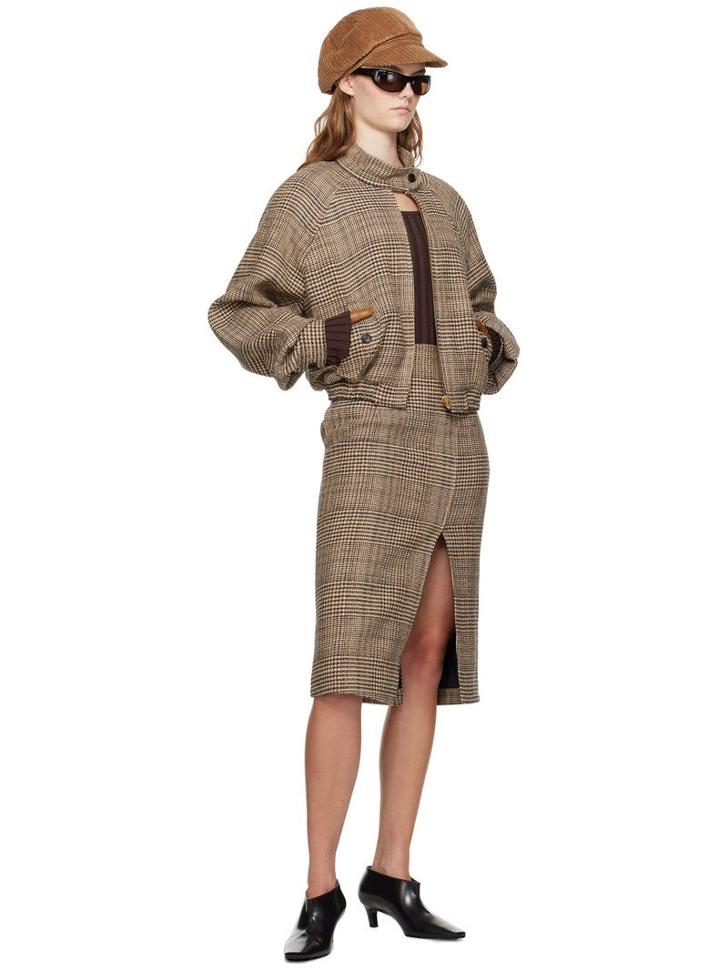 RECTO Brown Scoop Neck Fitted Sweater outlook