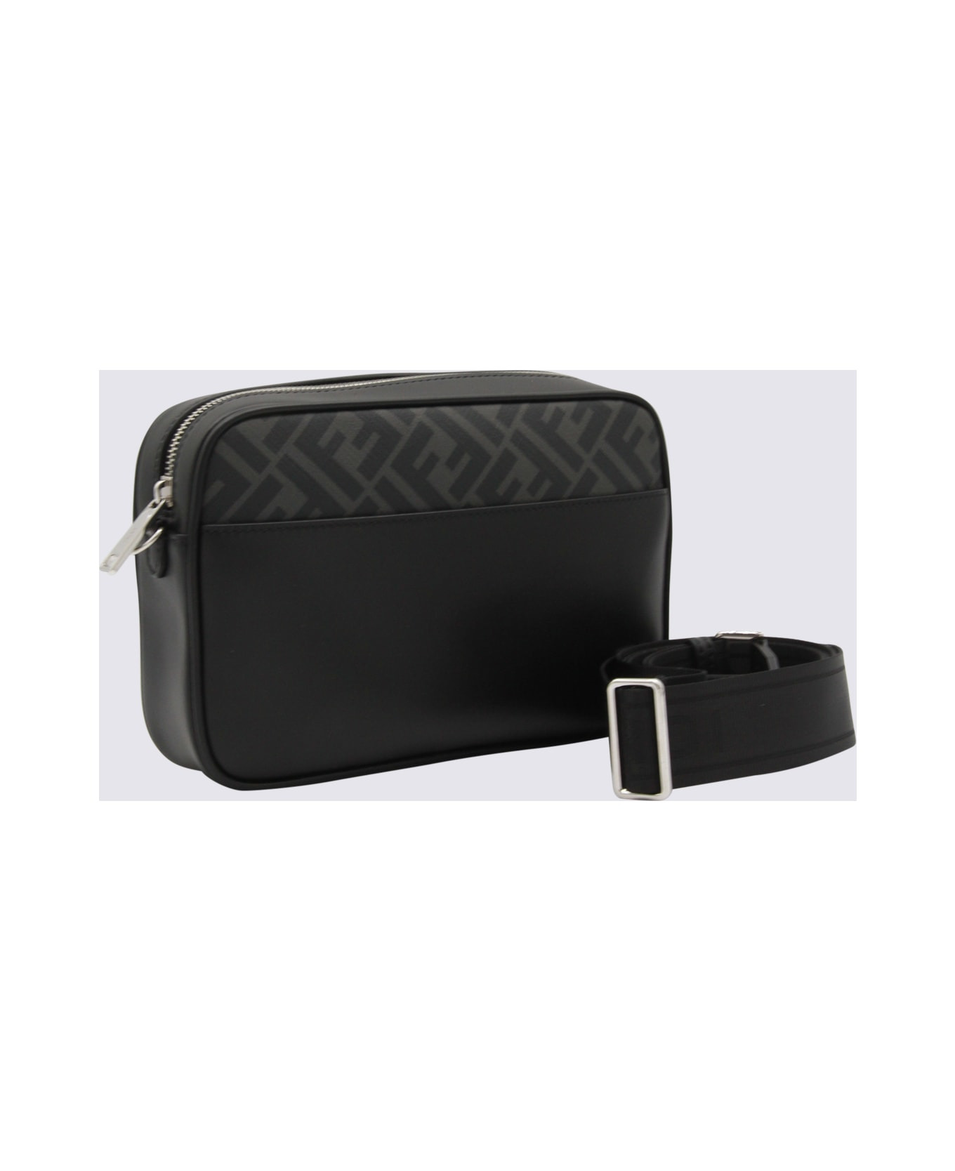 Black Leather Ff Crossbody Bag - 2