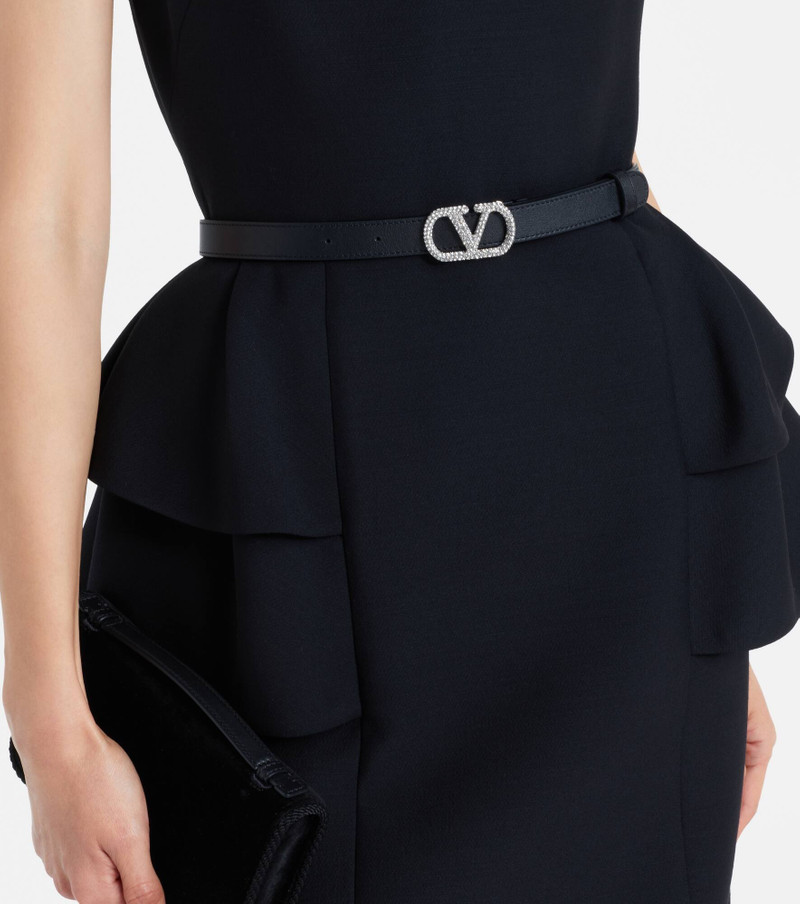 Valentino VLogo crystal-embellished leather belt outlook