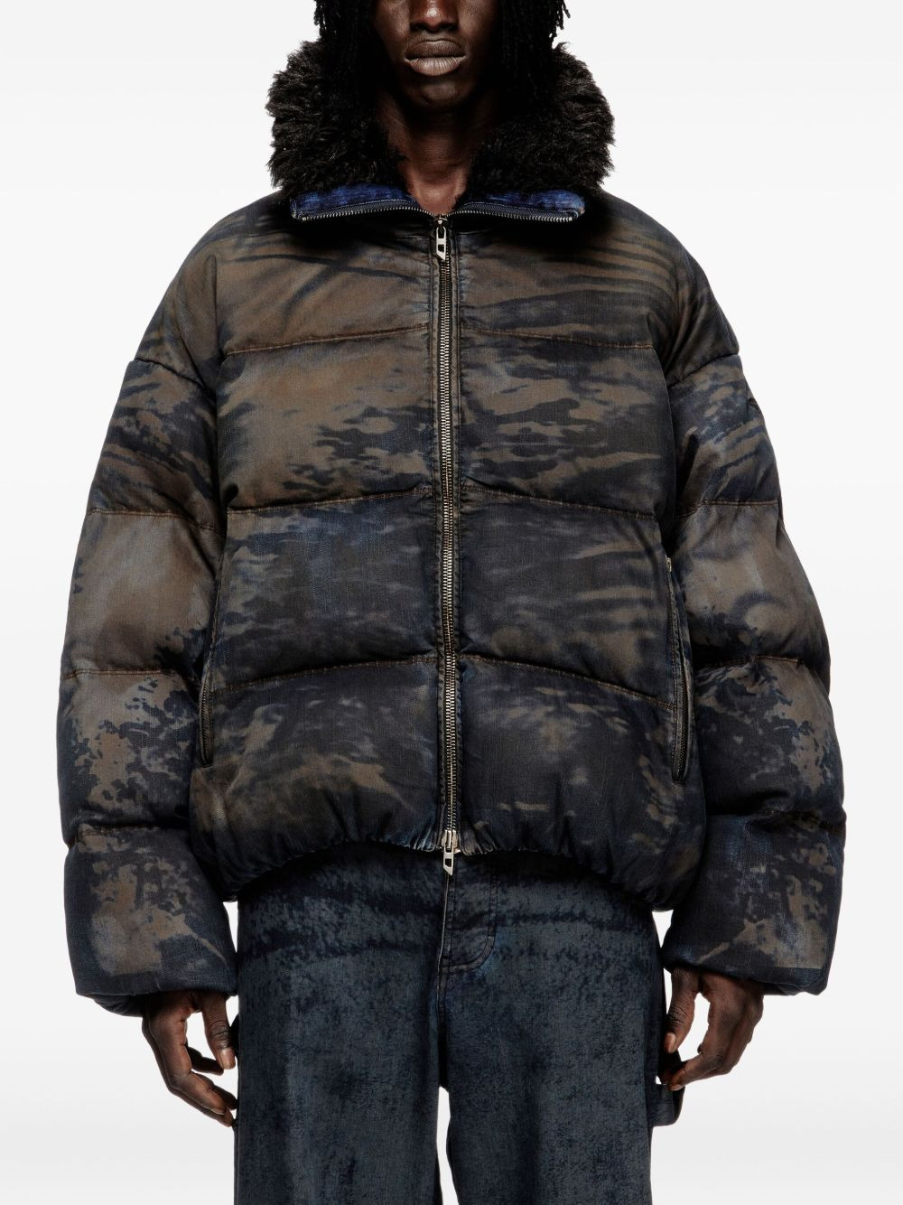 quilted trimmed-collar padded jacket - 3
