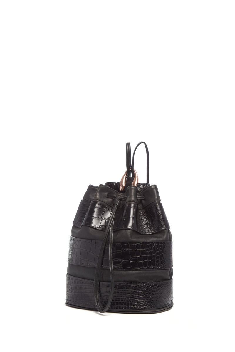 Vintage No.2 Backpack in Black Nappa & Crocodile Leather 3