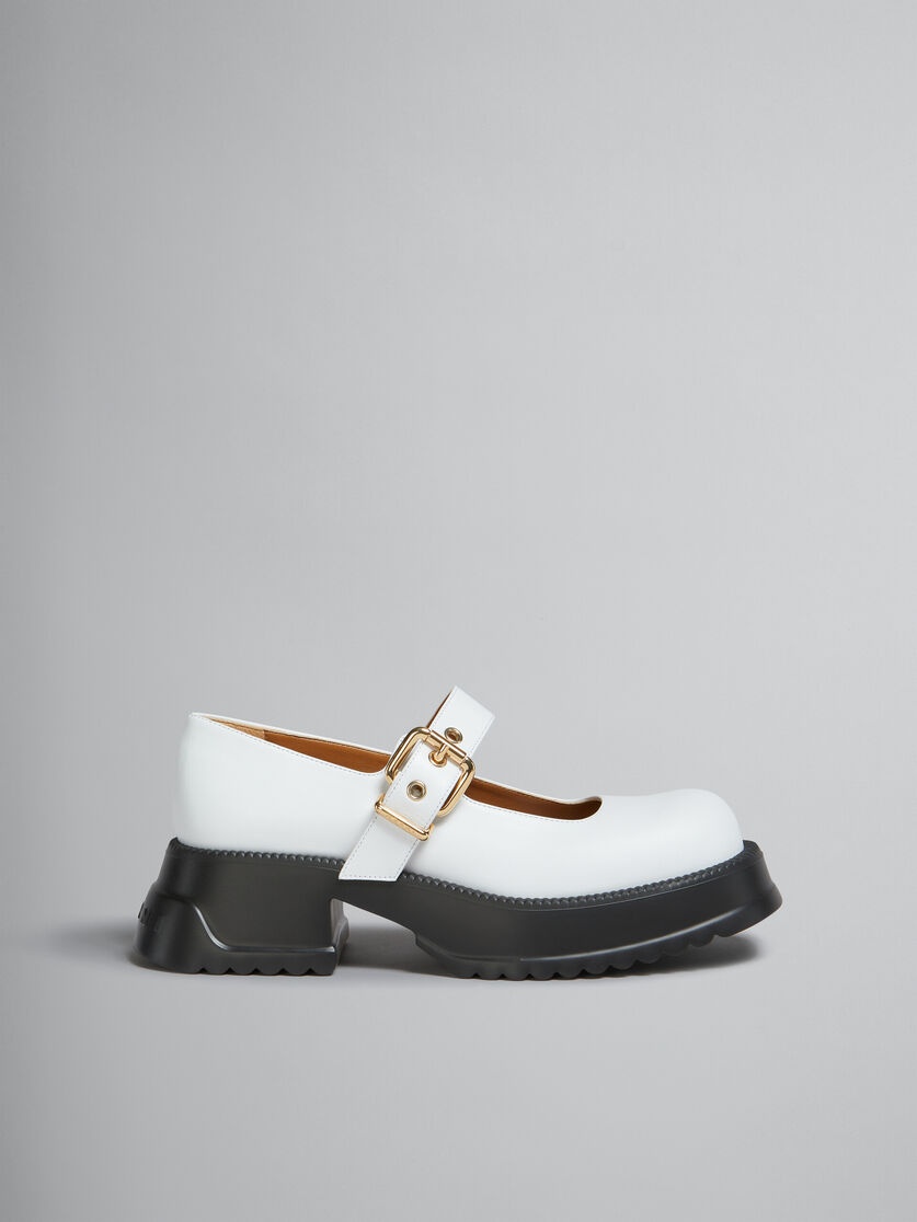 WHITE LEATHER MARY JANE WITH PLATFORM SOLE - 1