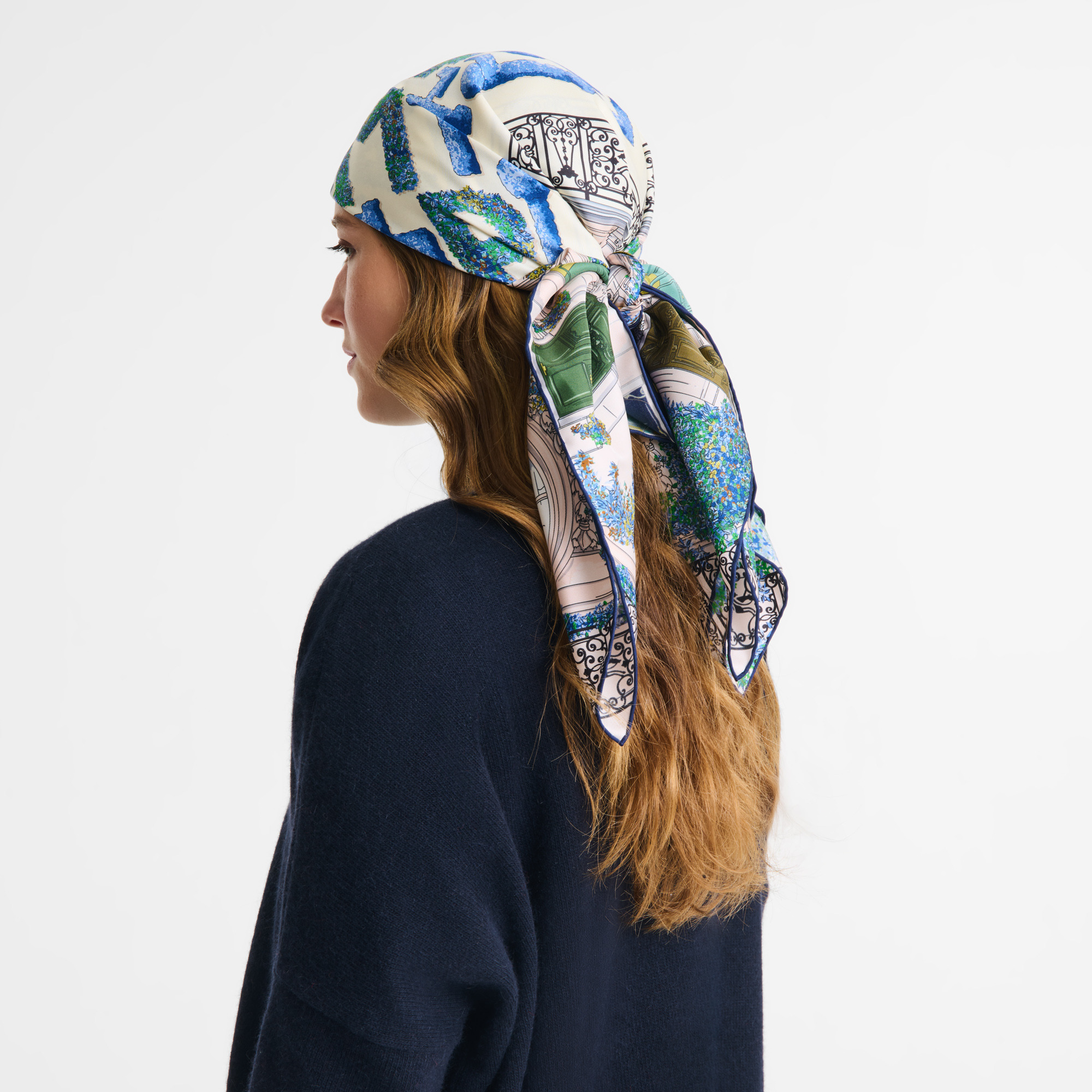 Jardin Parisien Silk scarf 90 Navy - OTHER - 2