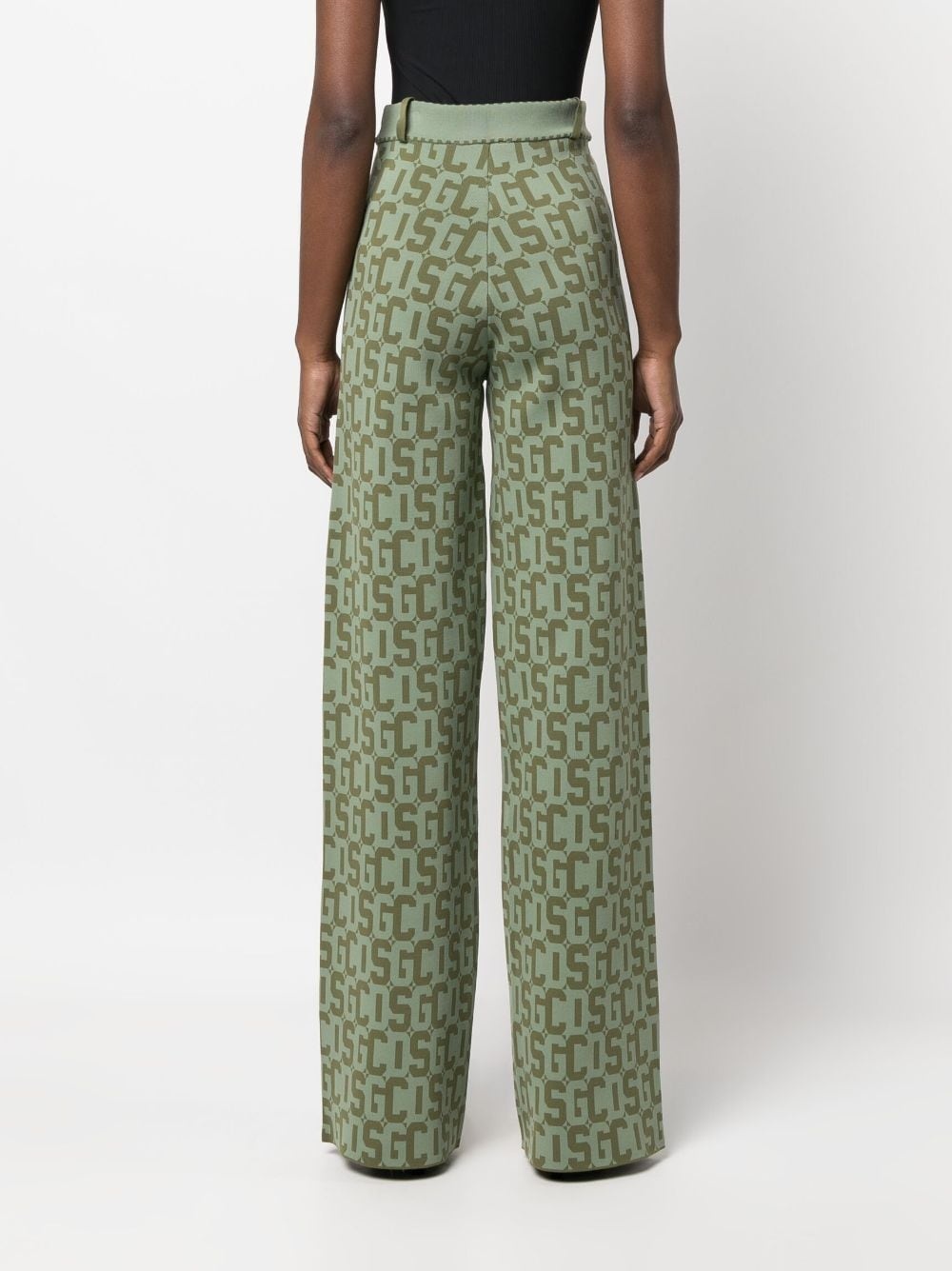 monogram high-waisted knit trousers - 4