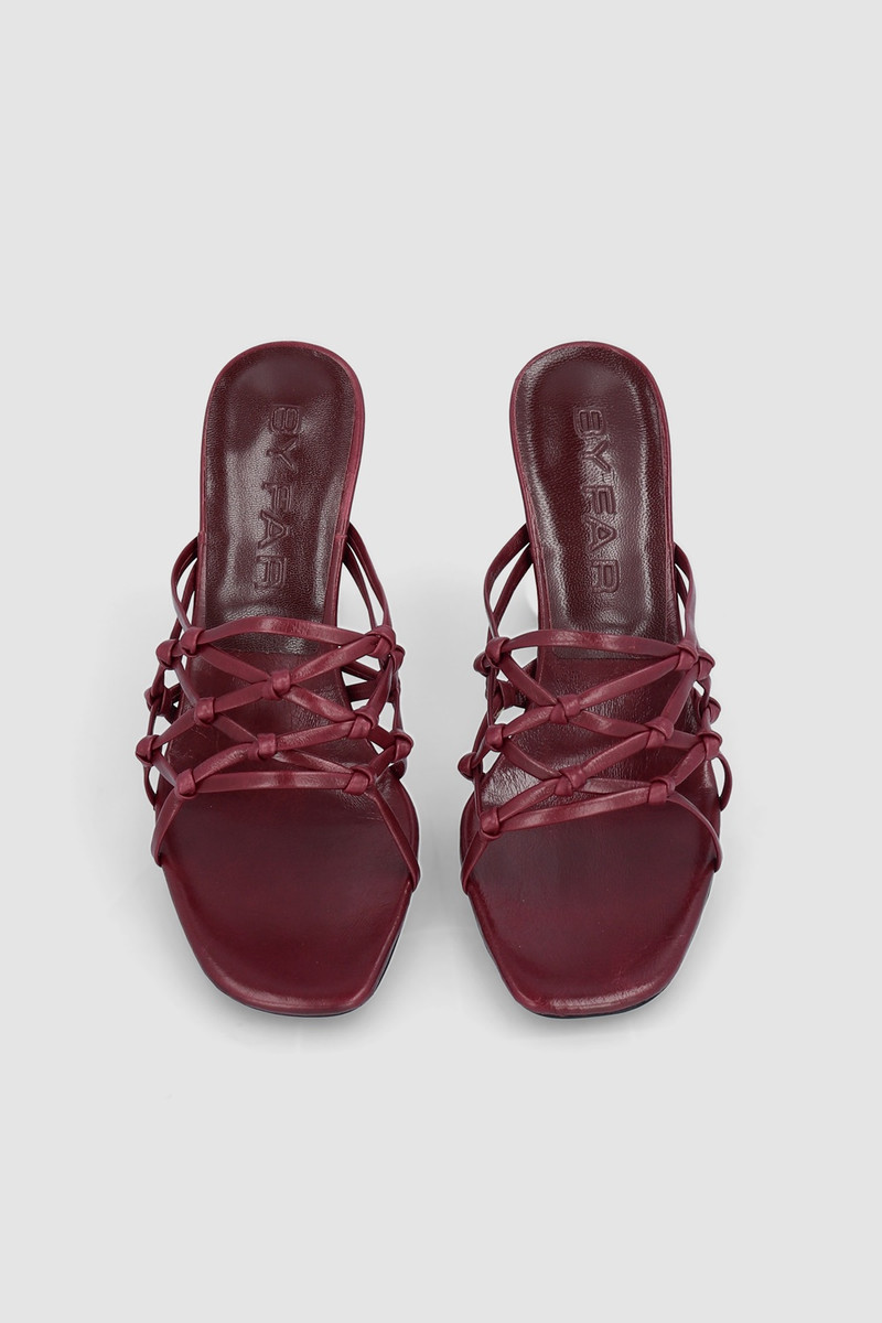 BY FAR MALAYA SOUR CHERRY CREASED CALF LEATHER MULE outlook