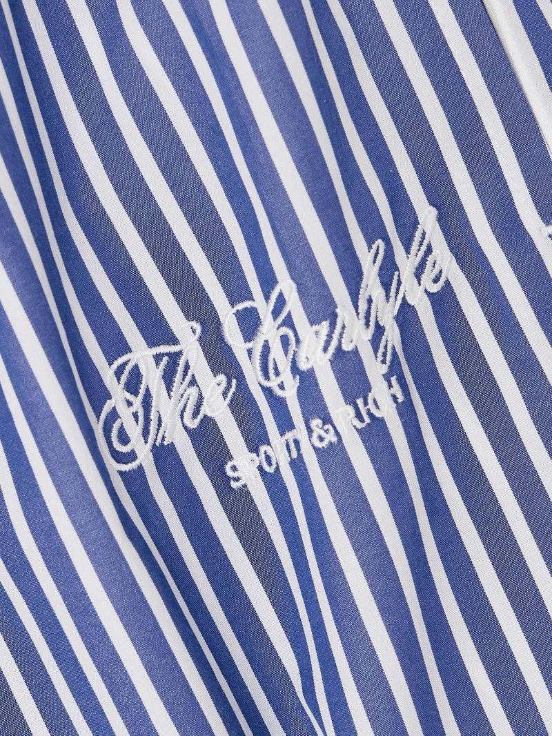 + The Carlyle embroidered striped cotton-poplin pajama pants Blue 5