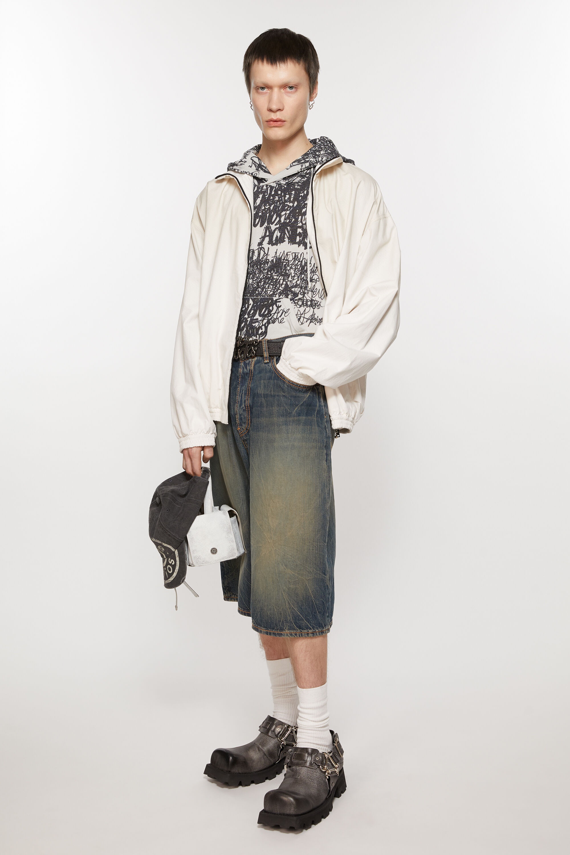 Denim shorts - loose fit - Dark Blue - 4