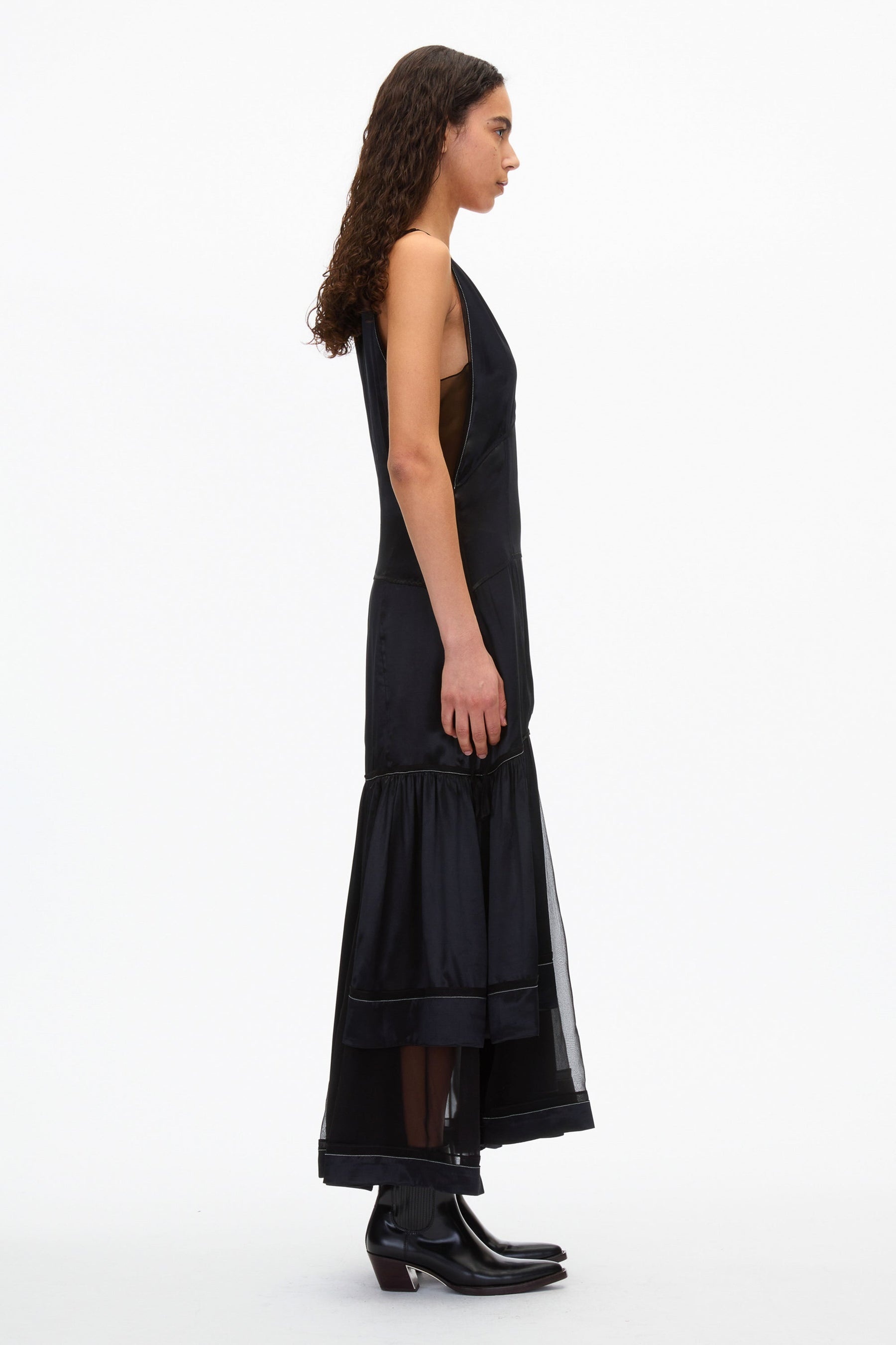 Liquid Satin Tiered Gown - 3