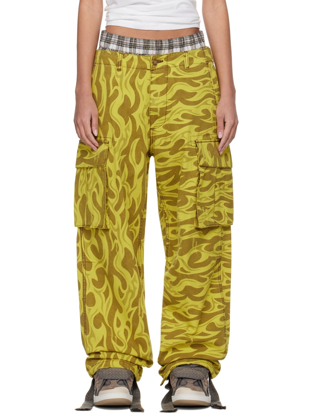 Yellow Flame Cargo Pants - 1