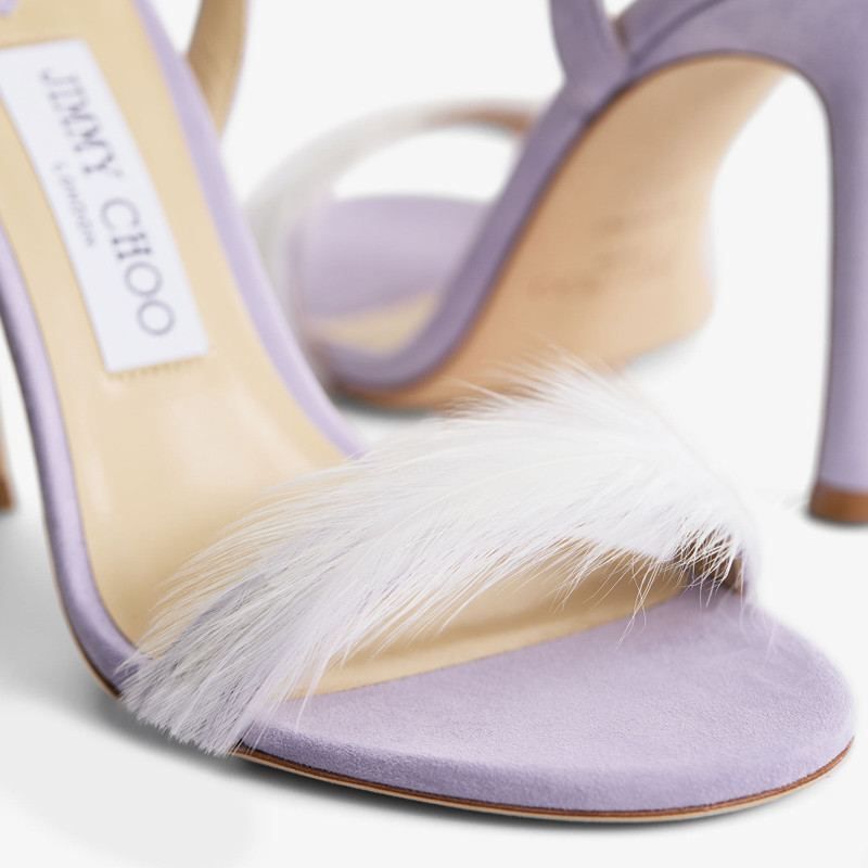 "72318"
Lilac Suede Sandal with Feather Embellishment 4