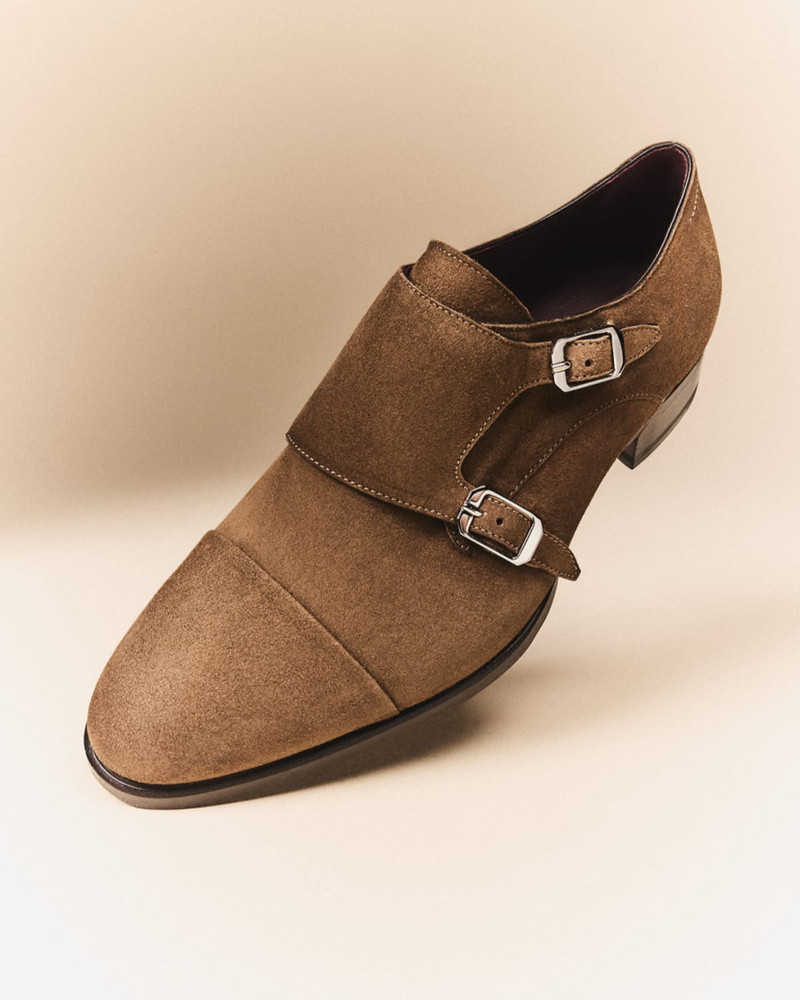 Brioni Men's York Suede Double-Monk Strap Loafers outlook