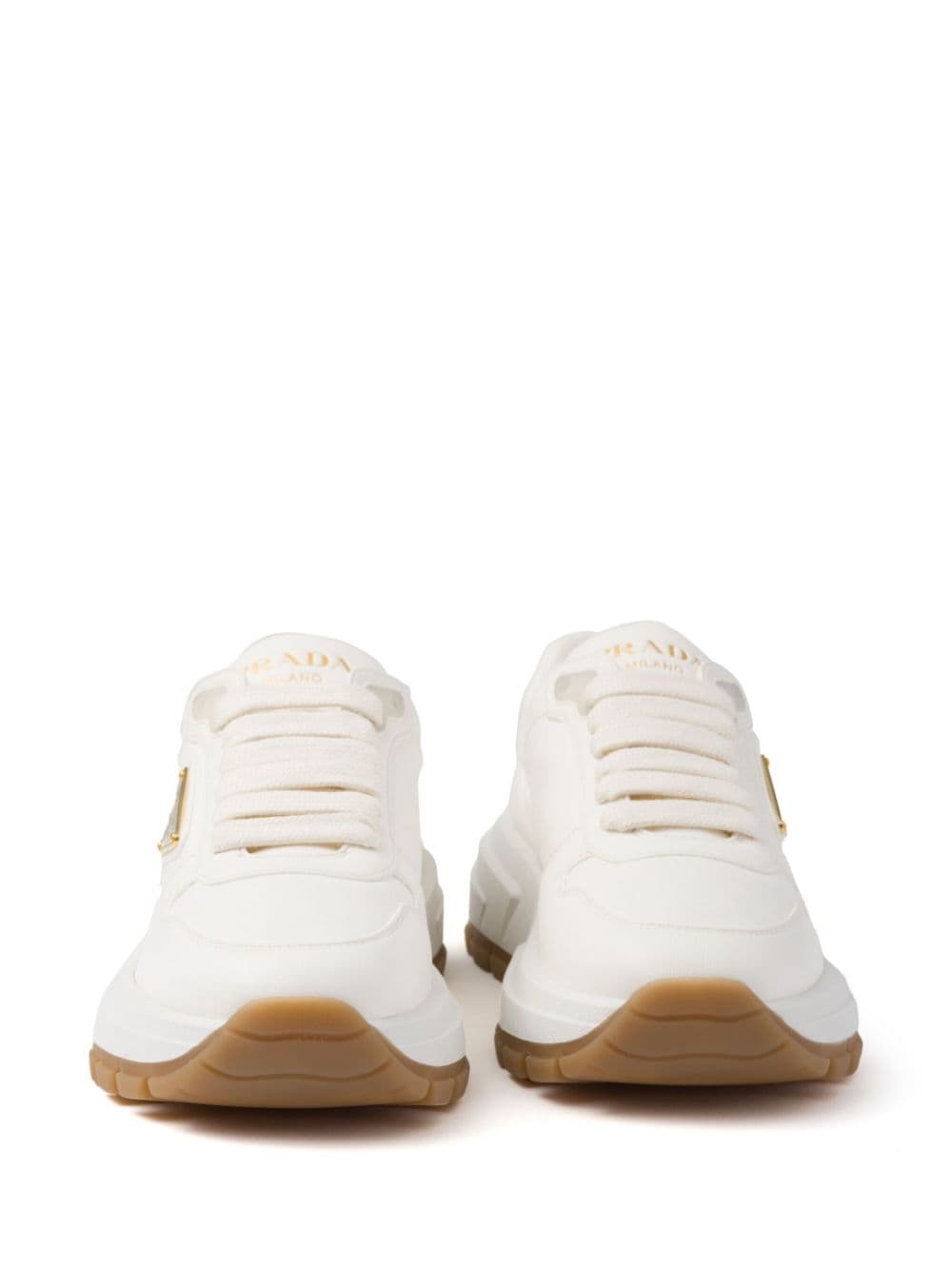 triangle-logo leather sneakers - 5