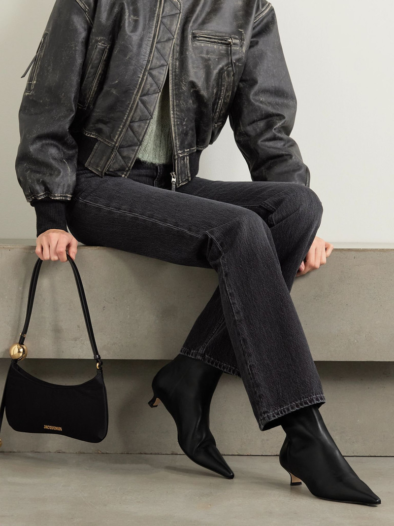 Aeyde Zoe leather point-toe ankle boots Black outlook