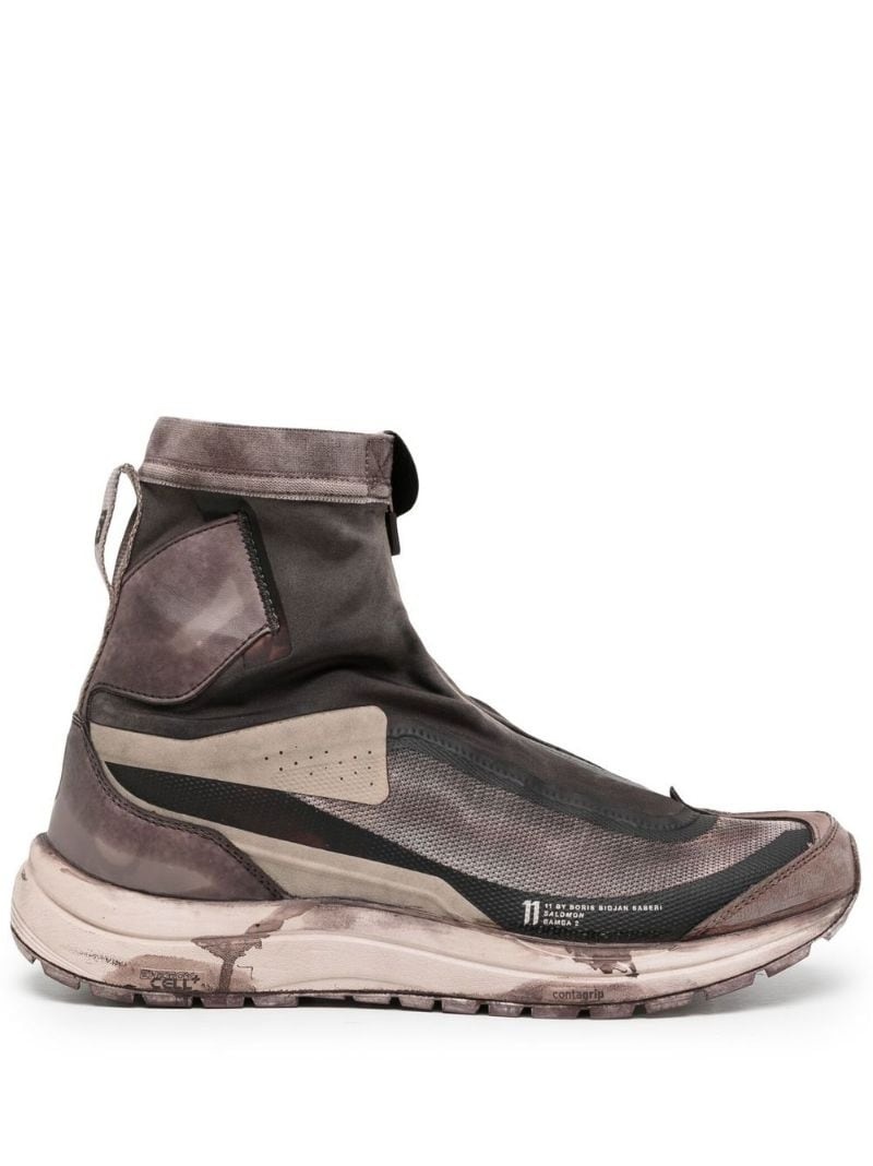 distressed-effect panelled ankle boots - 1
