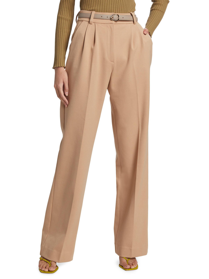 Women's Pleated Wide-Leg Pants - Beige 3
