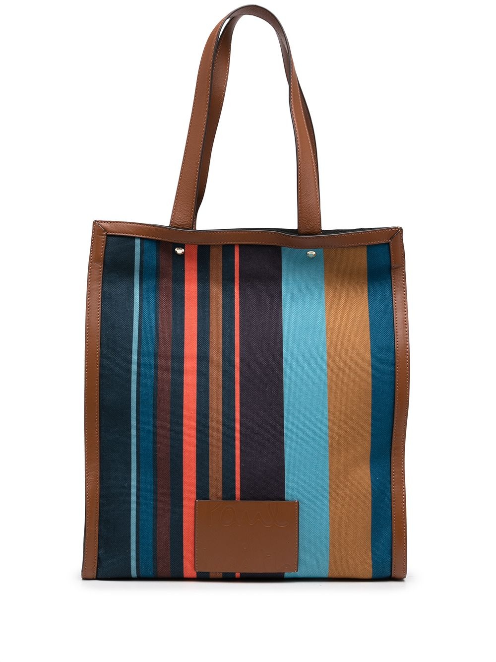 Artist-stripe leather tote bag - 1