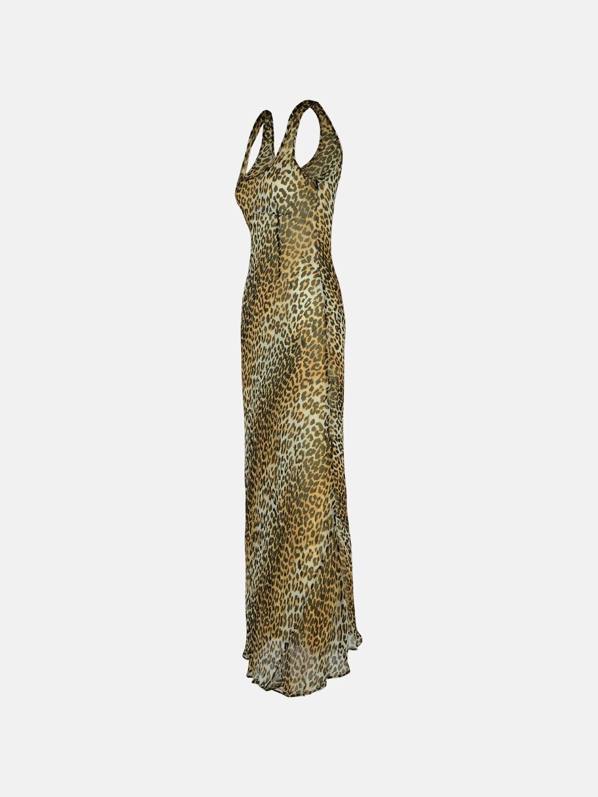 LEOPARD PRINT VISCOSE LONG DRESS - 2