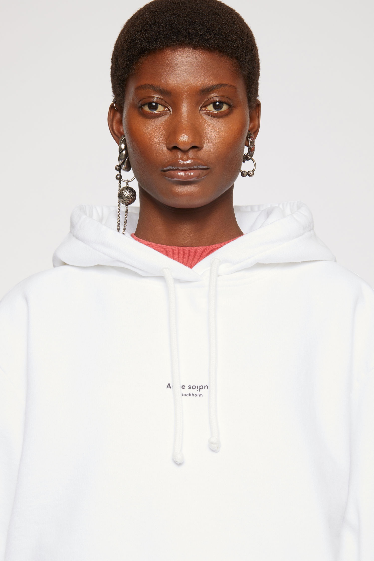 Reverse-logo hooded sweatshirt optic white - 5