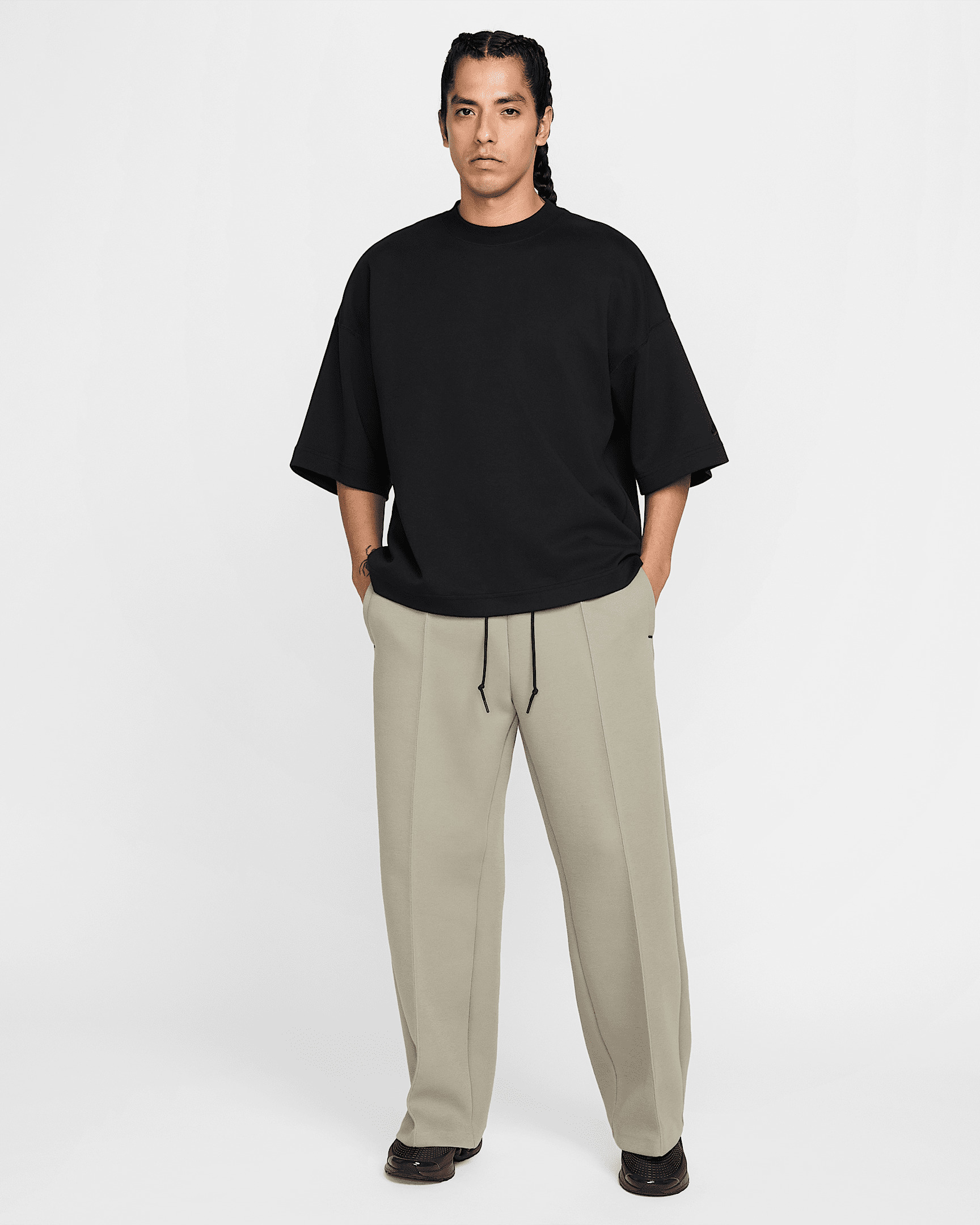 ★★Nike★★ Tech Wide Leg Fleece Pants M Light Army Black H Nike Tech Light Army Wide-Leg Fleece Pants – Puffer Reds