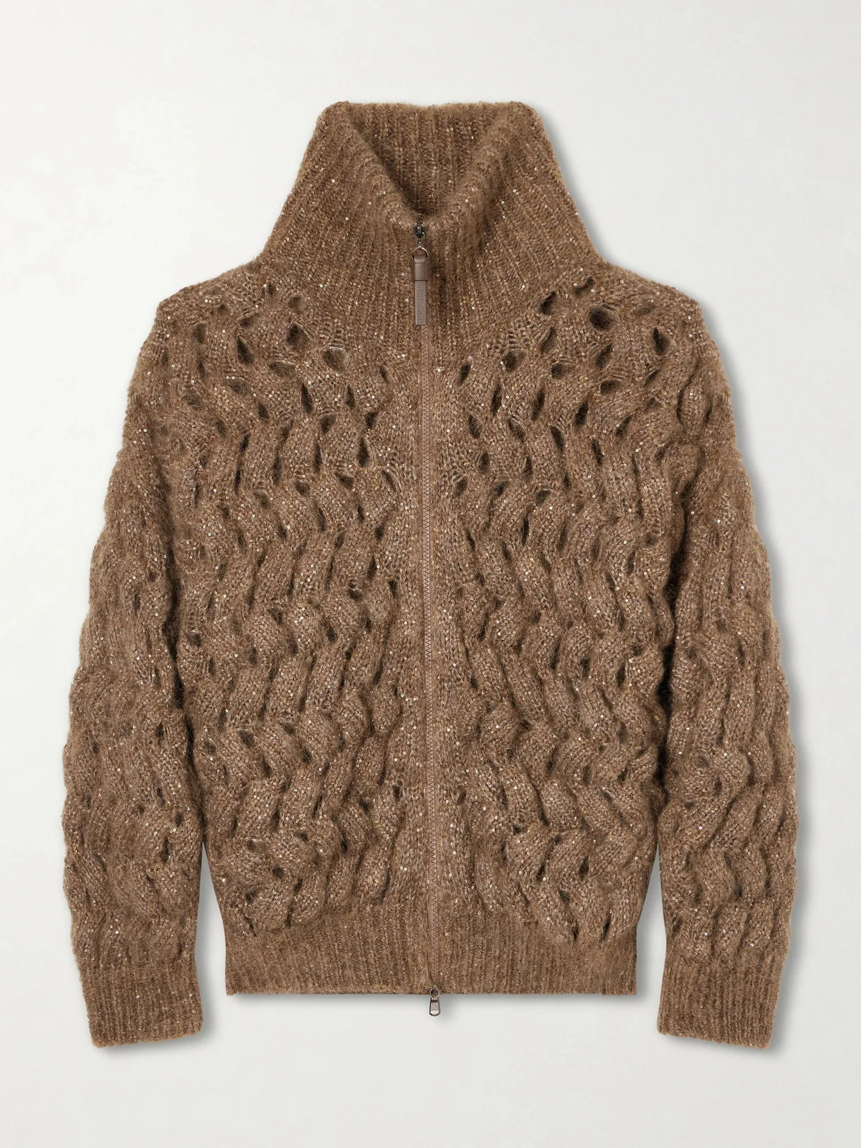 Sequin-embellished Mohair-blend Zip-up Cardigan - 1