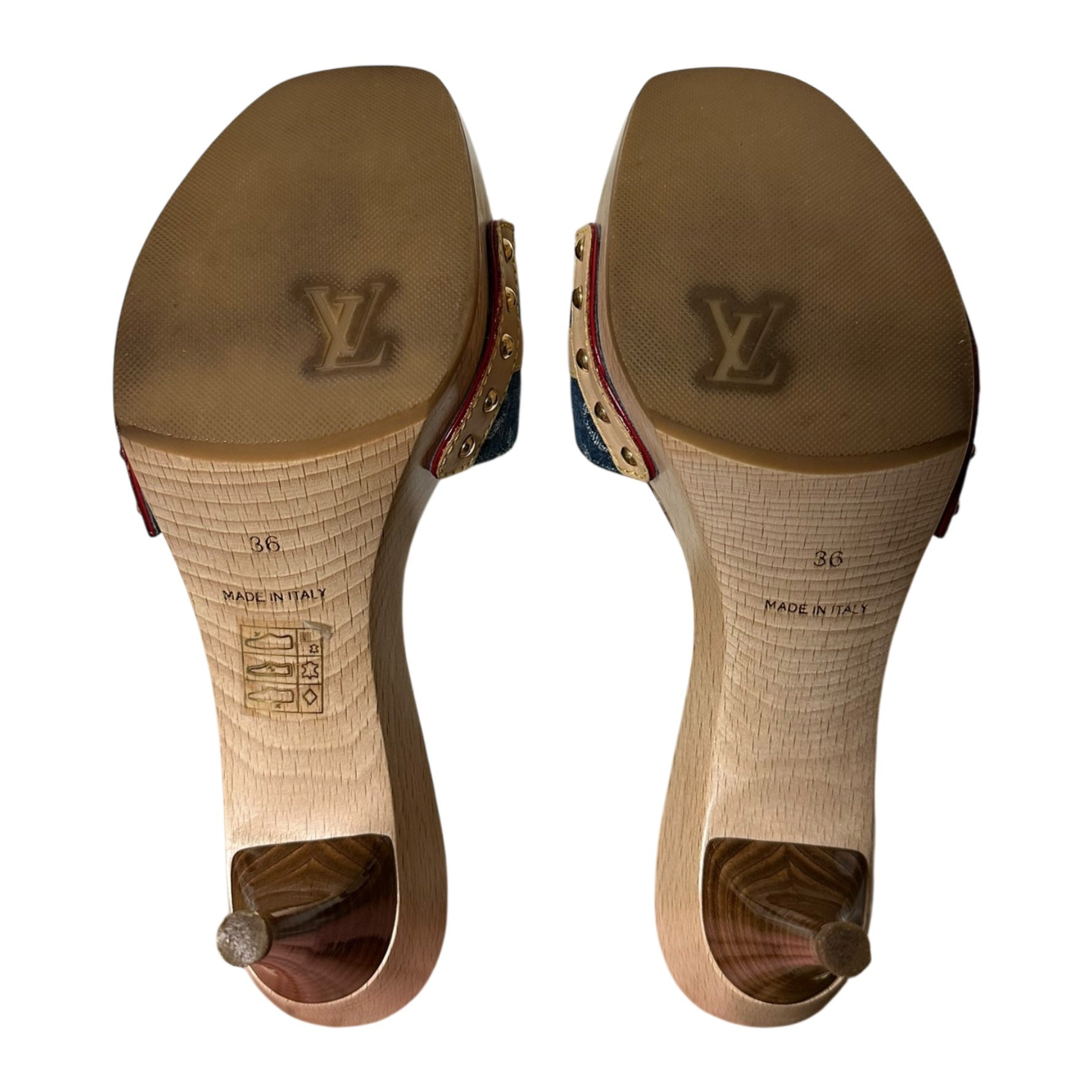 LOUIS VUITTON Monogram Denim Leather Bow Slide Sandals - 3