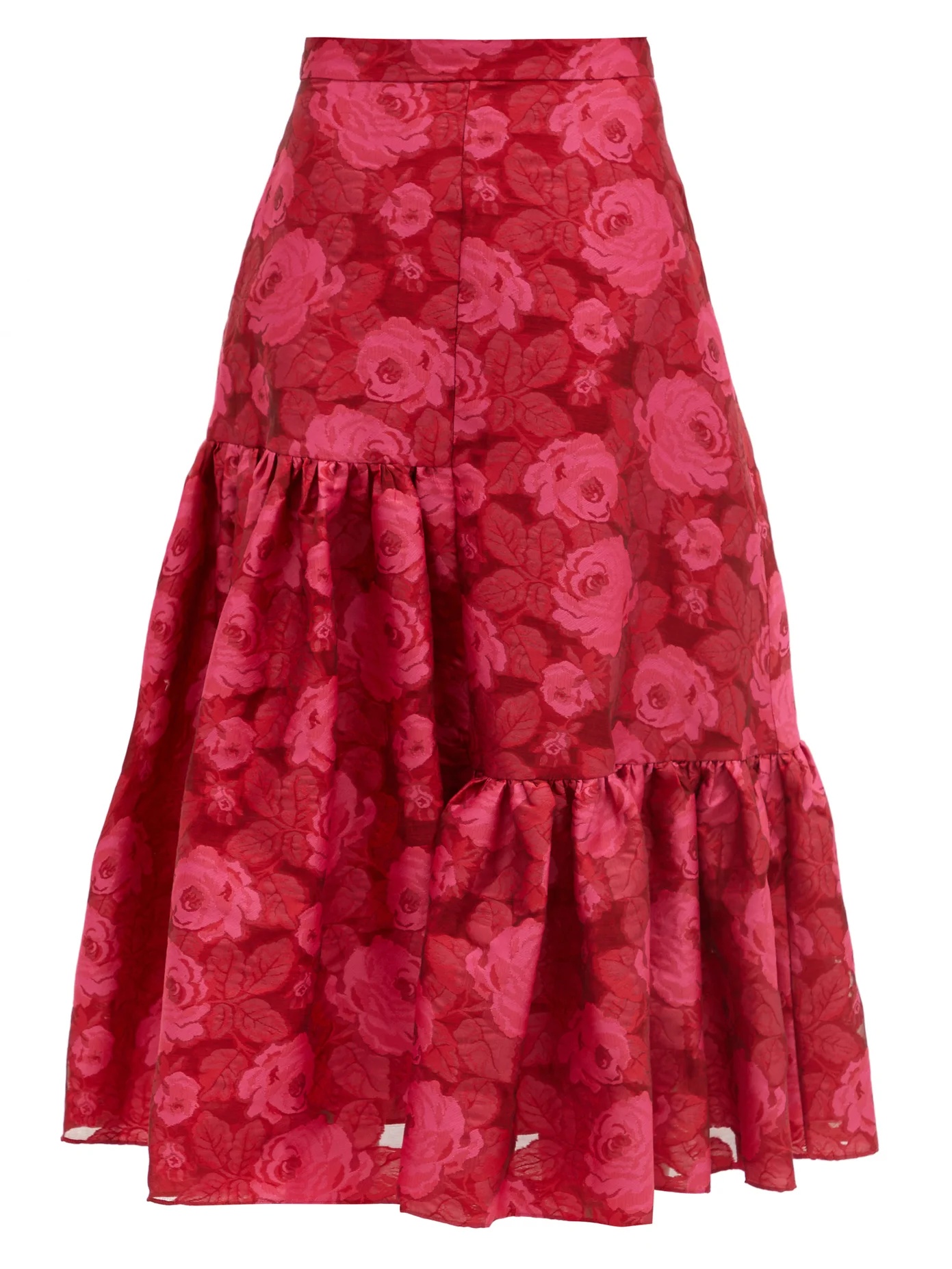 Gaura floral fil-coupé organza midi skirt - 1