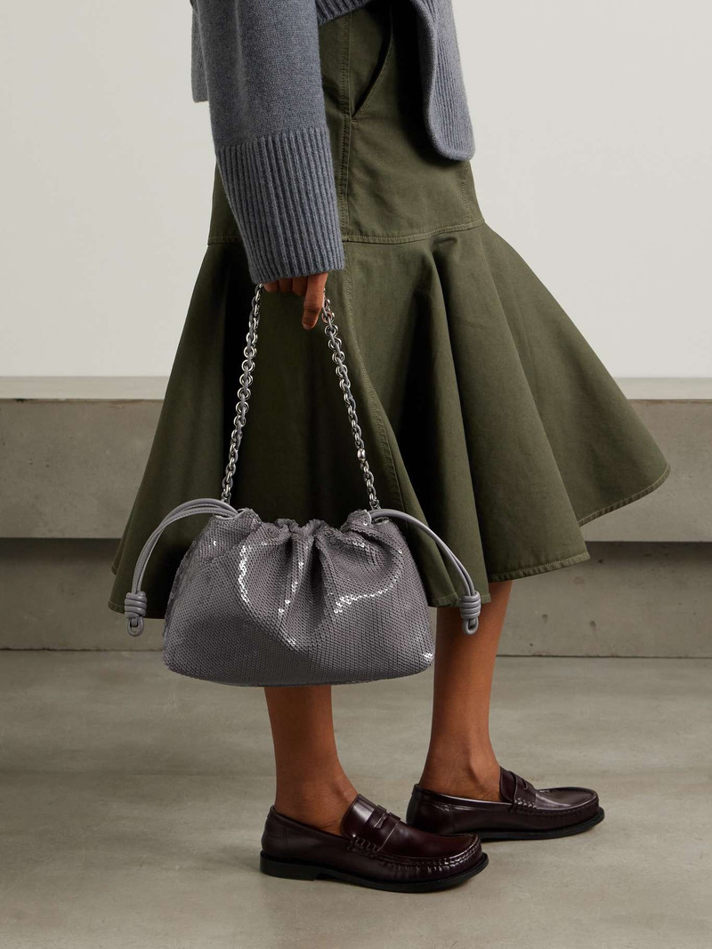 Loewe Flamenco sequined leather clutch Gray outlook