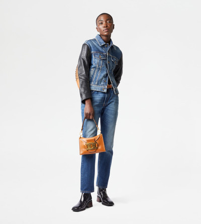 Tod's TOD'S BIKER IN DENIM AND LEATHER - BLUE outlook