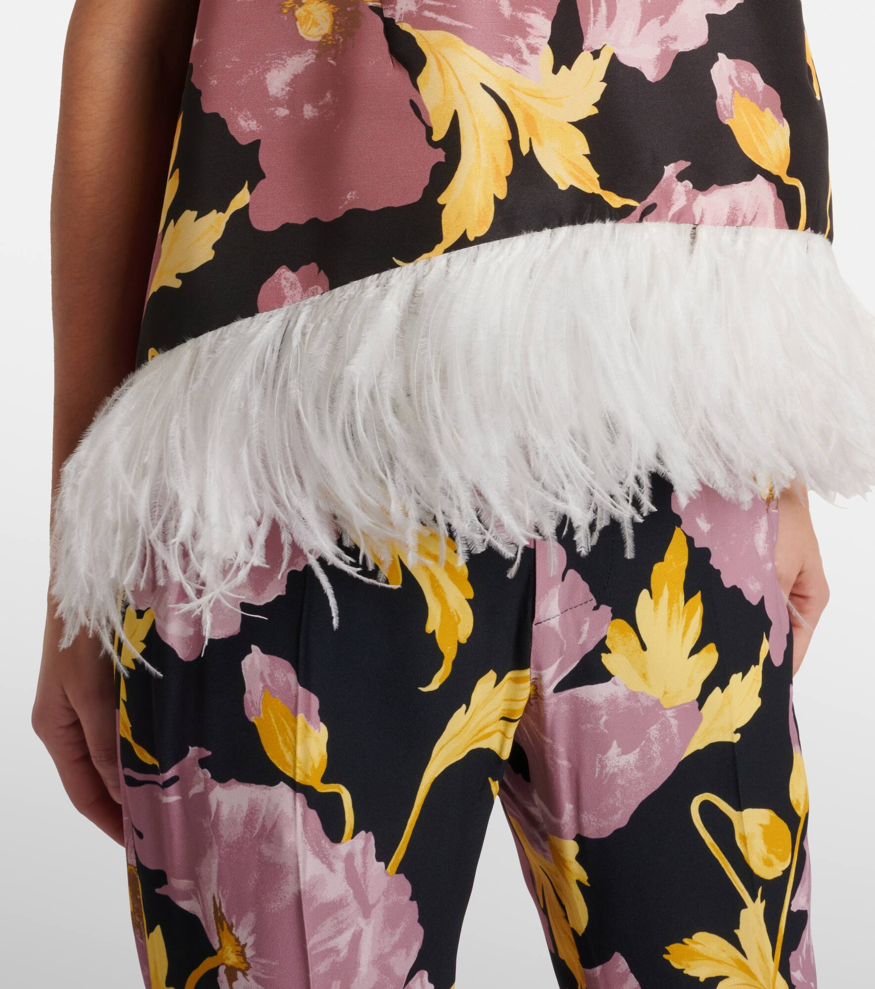 La Scala feather-trimmed asymmetrical top - 5