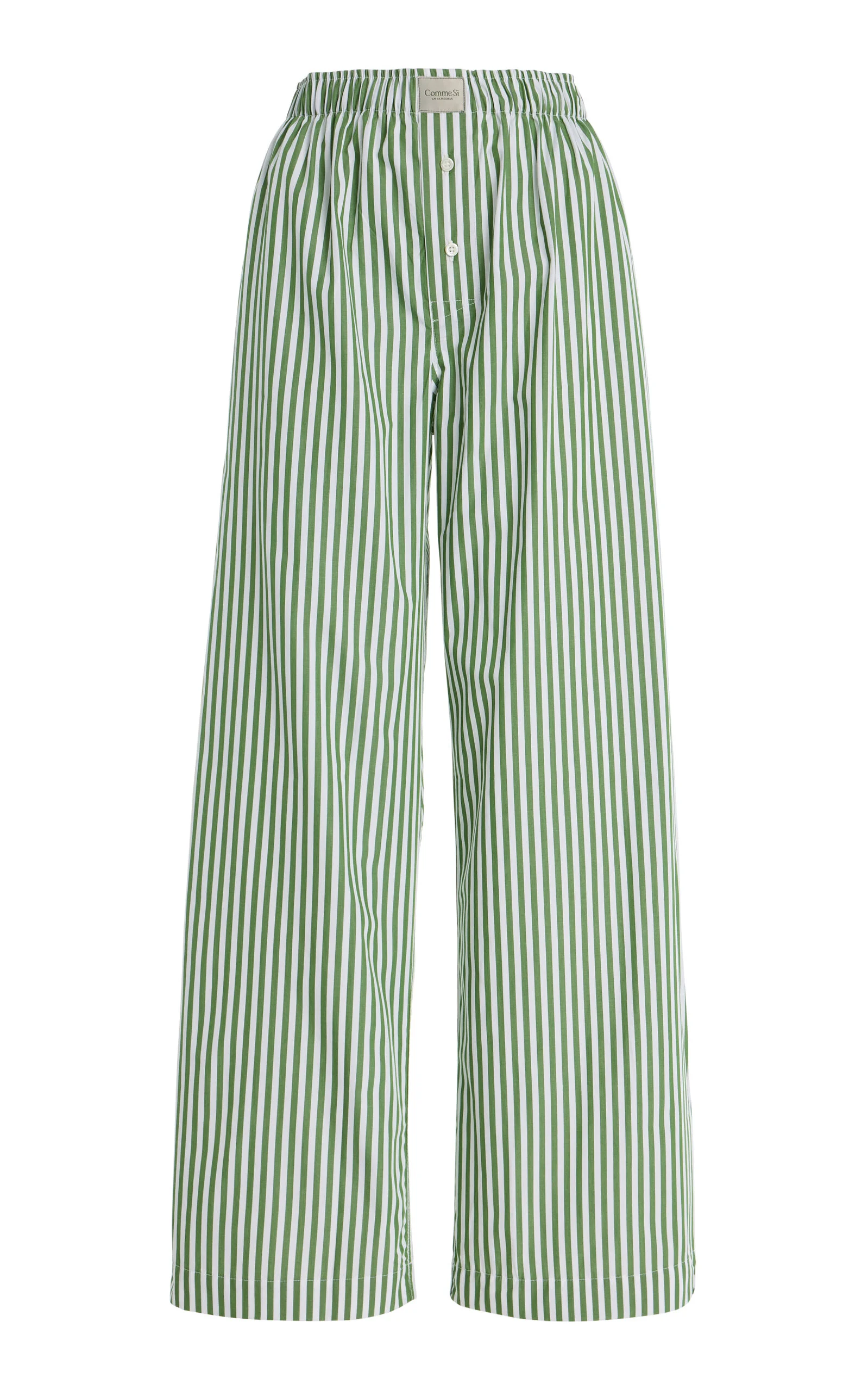 La Boxer Alta Striped Cotton-Poplin Pants - 1