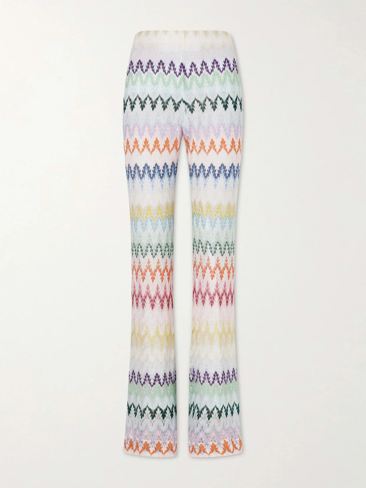 Striped Metallic Crocheted Flared Pants - 1