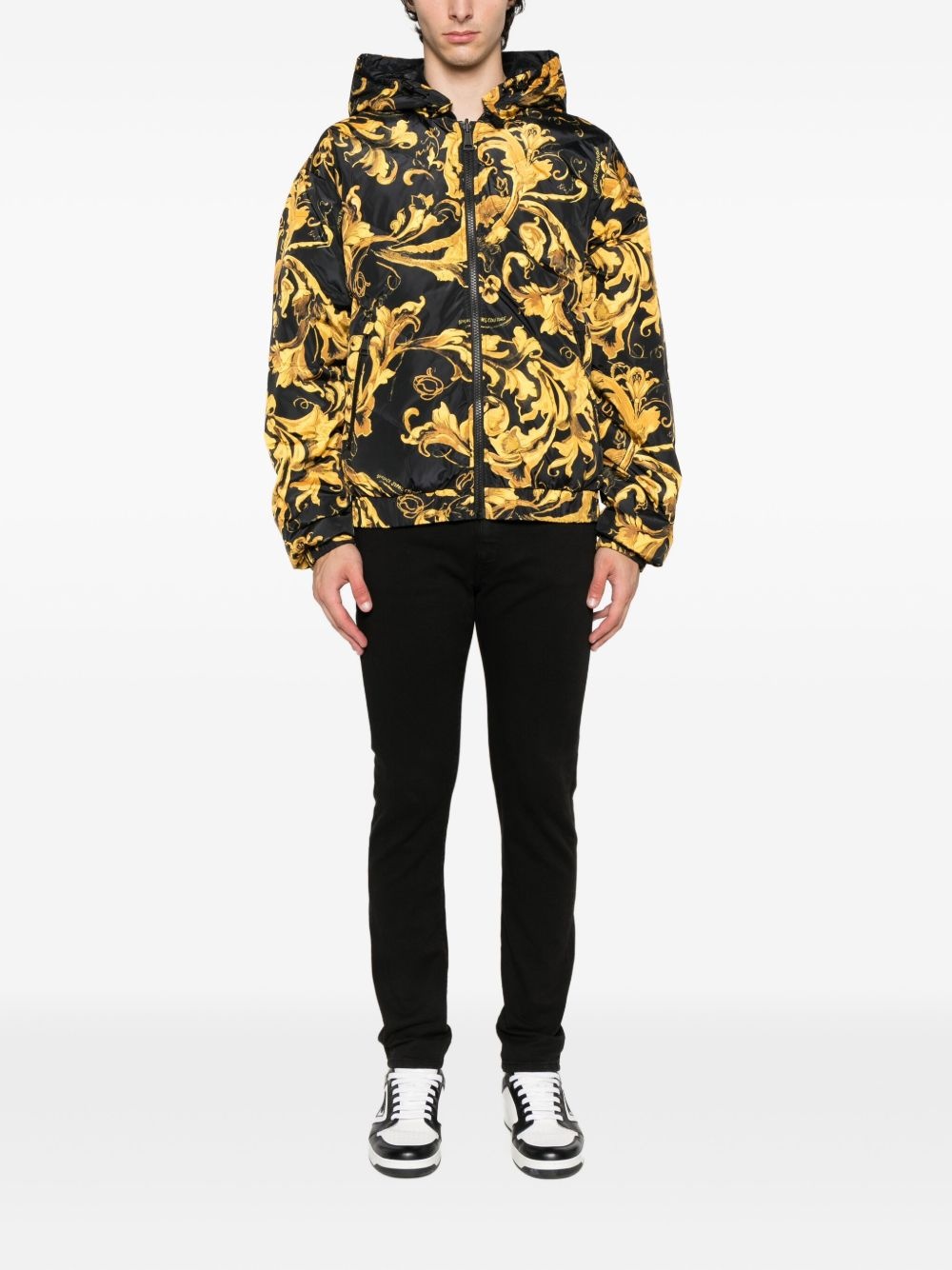 baroque-print hooded jacket - 2