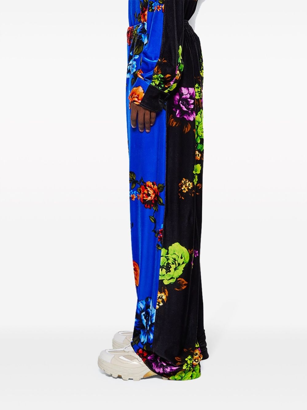 floral-print velvet track pants - 4