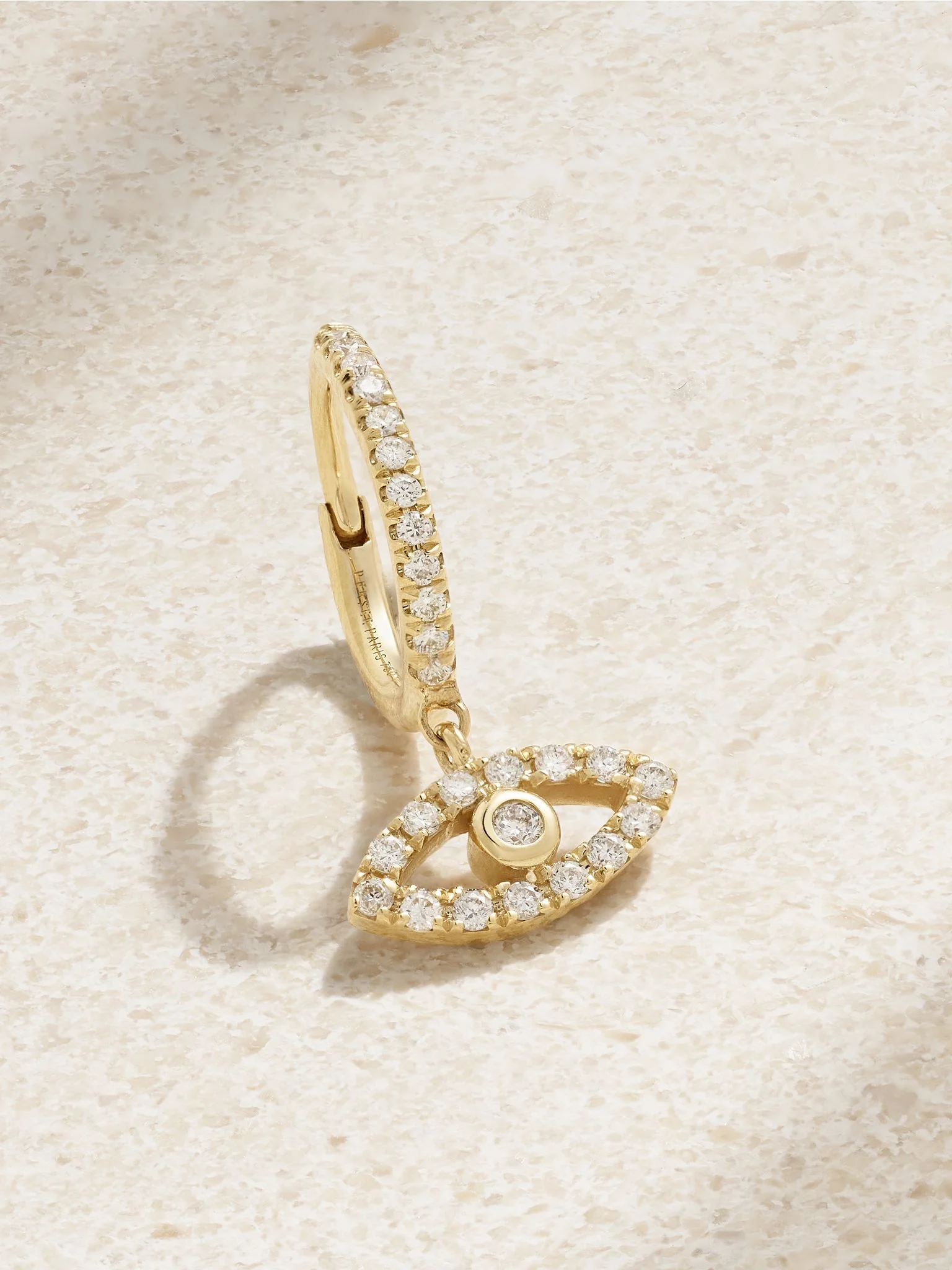 Eye 18-karat gold diamond single hoop earring Gold - 1