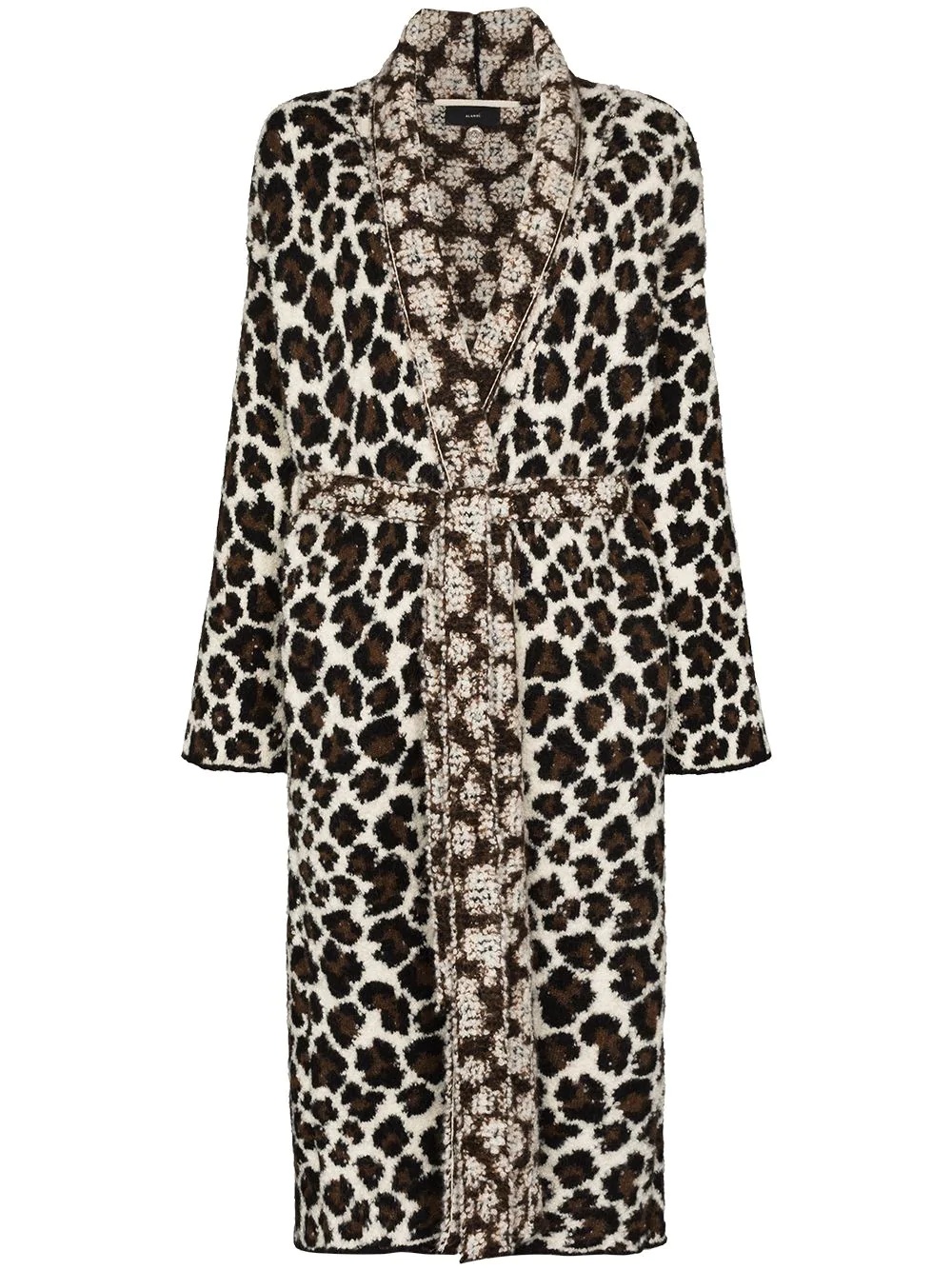 leopard bouclé wrap coat - 1