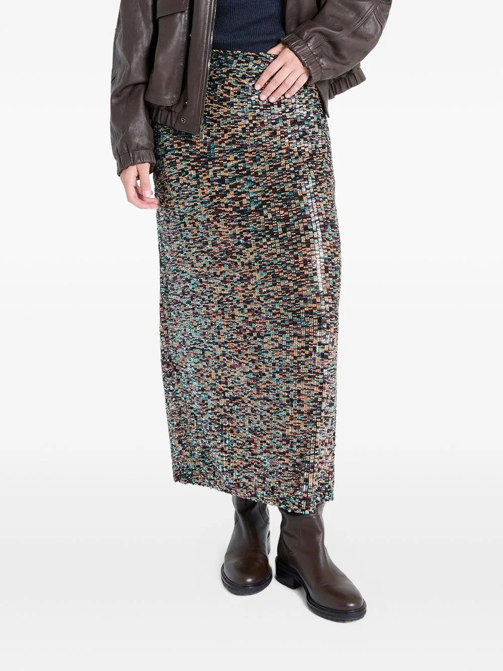 sylkie patterned long skirt - 1