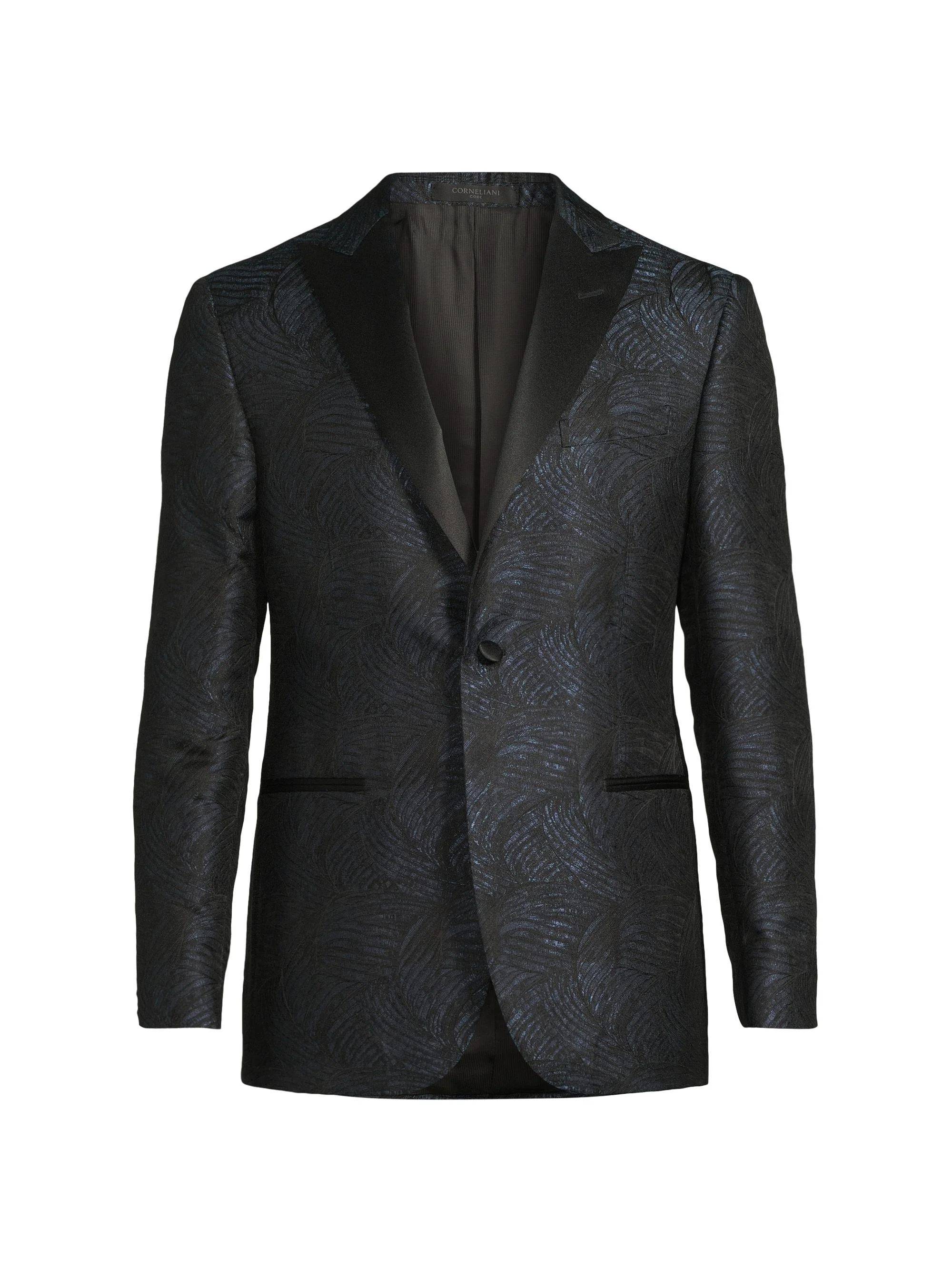 Men's Jacquard Silk Blazer - Navy - 1