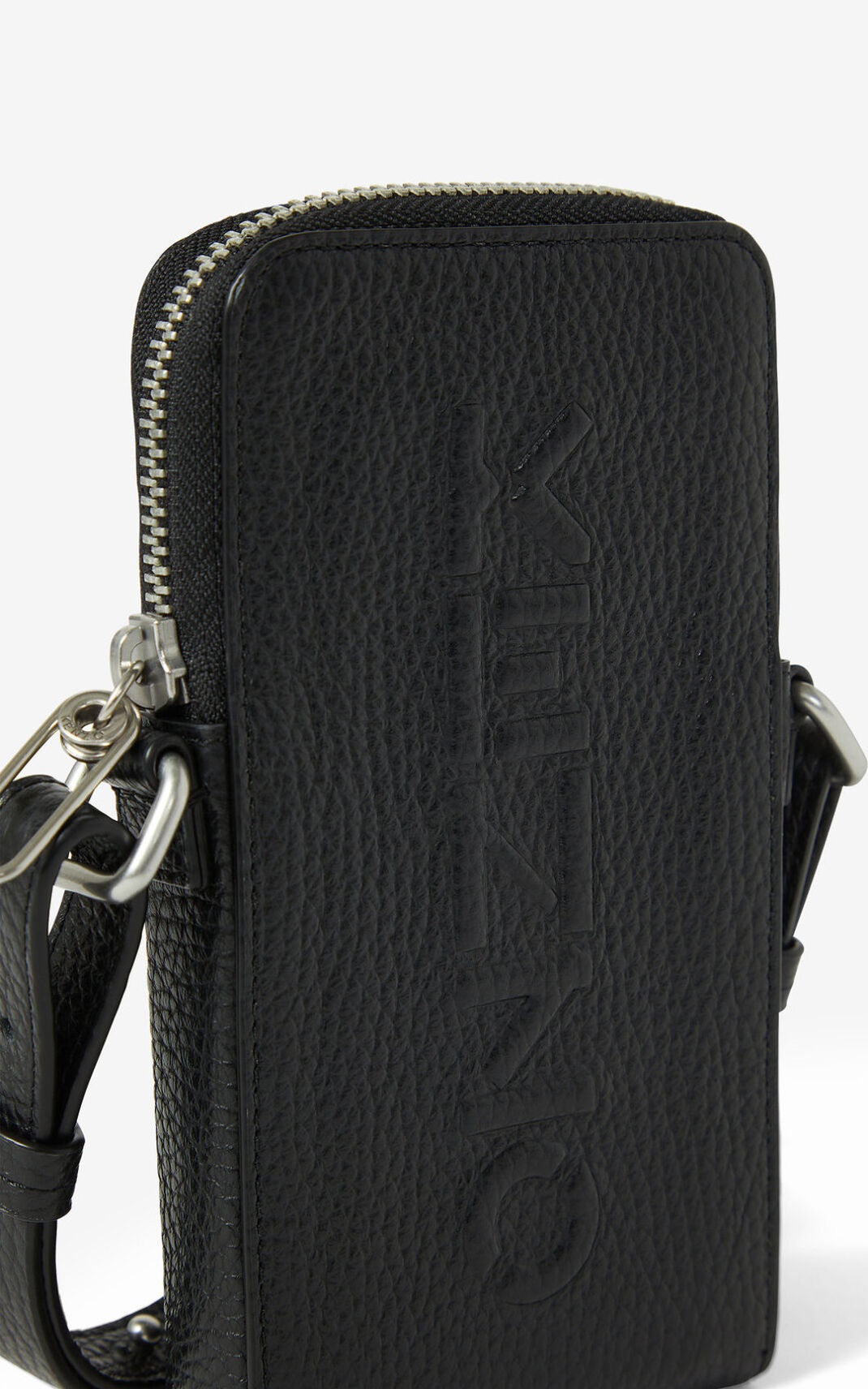 KENZO Imprint grained leather crossbody phone holder - 5