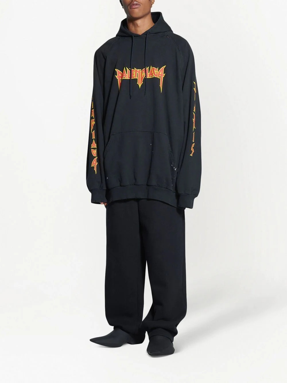 metal logo oversized hoodie - 2