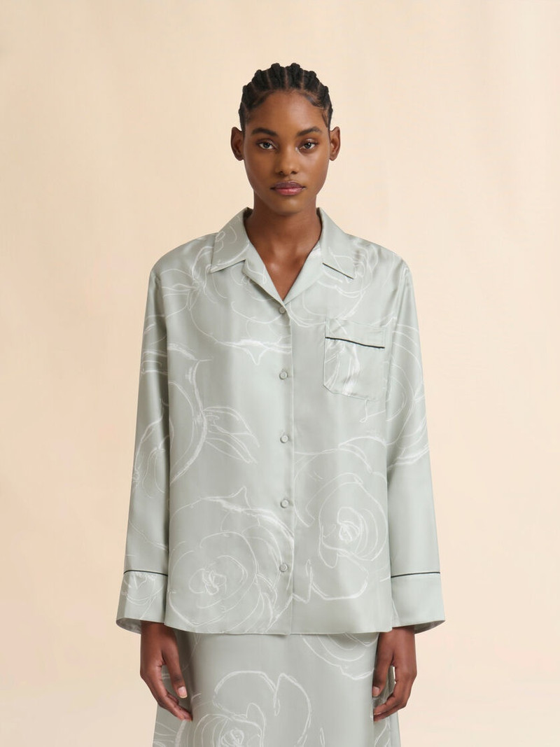 Marni GREEN SILK SHIRT WITH AURORA PRINT outlook