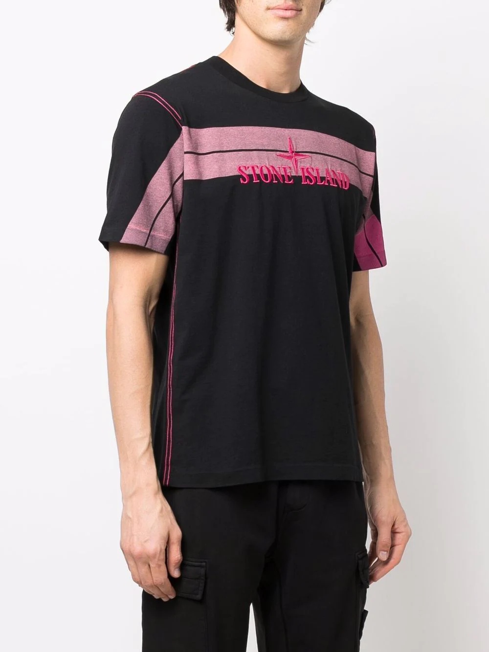 logo-embroidered striped T-shirt - 3