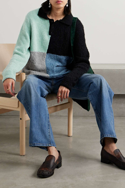 The Elder Statesman Color-block knitted polo sweater outlook