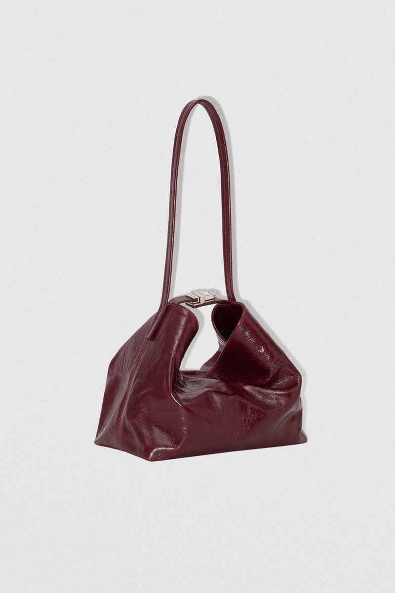 BY FAR BEA SOUR CHERRY CREASED CALF LEATHER HOBO BAG outlook