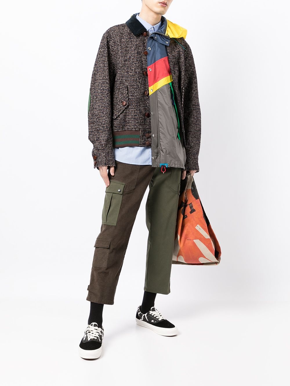 asymmetric patchwork-layered jacket - 6