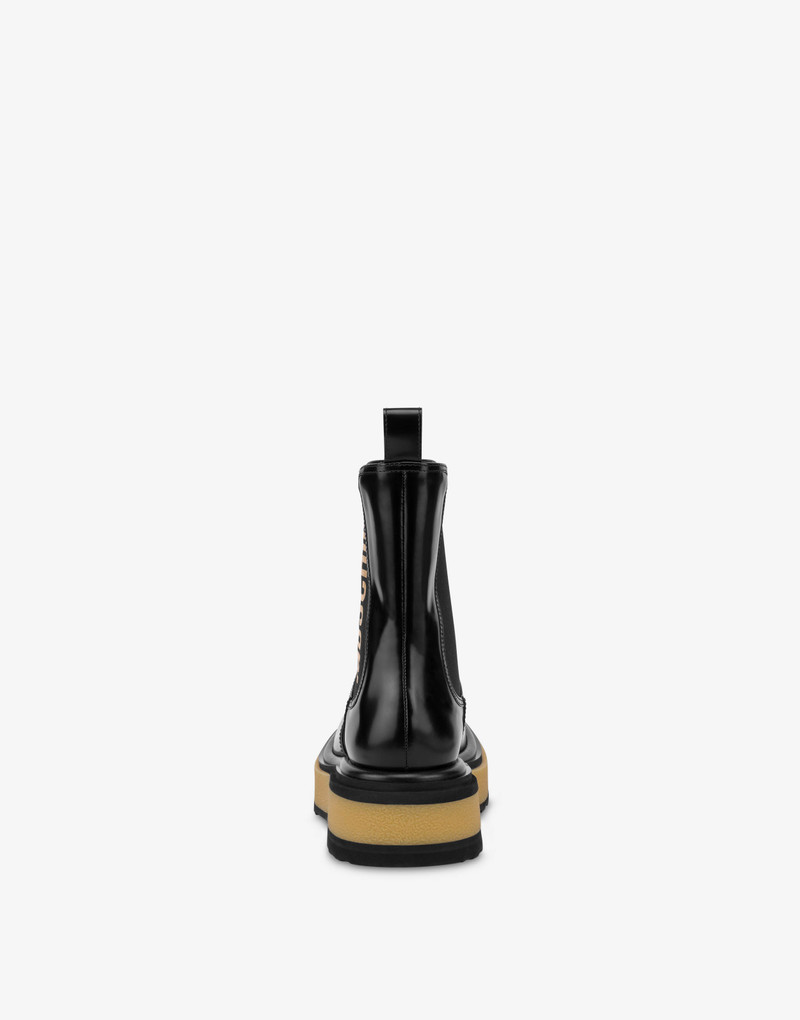 Moschino ELASTIC LOGO CALFSKIN BEATLE BOOTS outlook