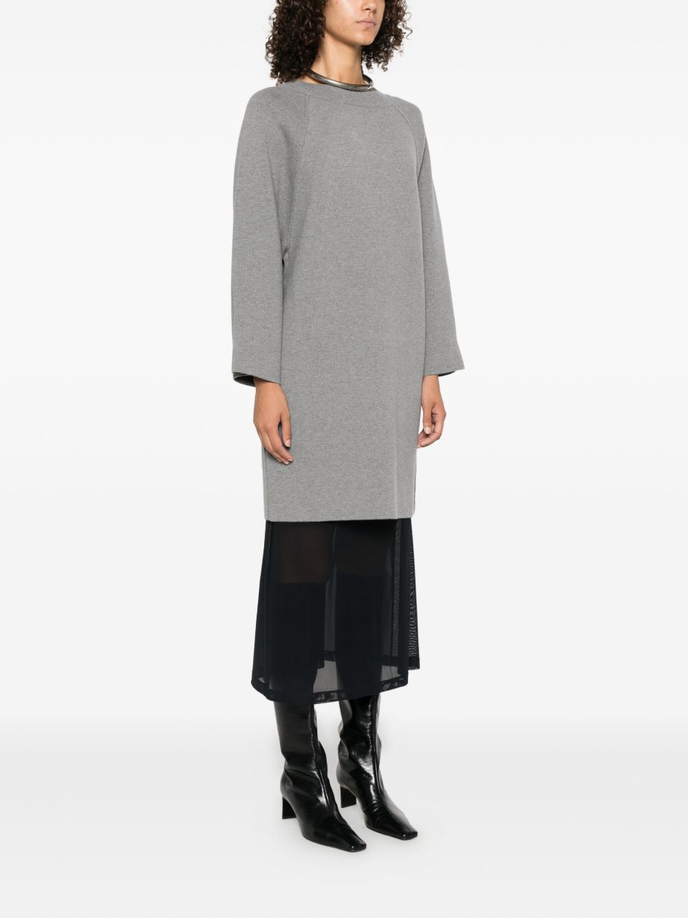 raglan-sleeve grey dress - 3